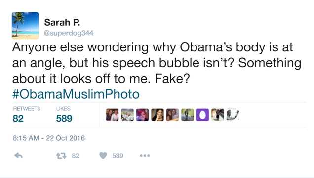 Illustration for article titled Debunked: The Photo Of Obama With A Speech Balloon Saying ‘Islam Is My Main Thing’ Has Been Proven To Be Doctored